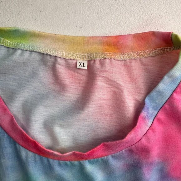 Tie-Dye Bee Kind Graphic T-Shirt XL Rainbow Hippie Retro Colorful Neon Vibrant - Picture 4 of 7